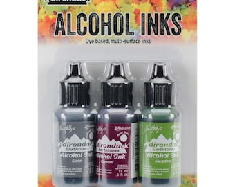 Alcohol Ink Cottage Path Green Purple Grey Watercolor Ink Tim Holtz Inks Adirondack Ink 3 pack PREORDER