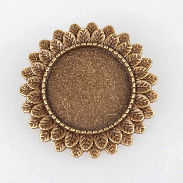 Brooch Setting Brooch Blank Antiqued Bronze Sunflower Brooch Pin Setting 20mm Setting Bar Back Brooch 1 piece