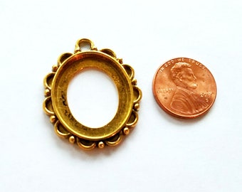 Colgantes con marco de cabujón, colgantes de oro antiguo, configuraciones de camafeo, configuraciones de cabujón, marcos de cabujón ovalados de 33 mm, 5 piezas