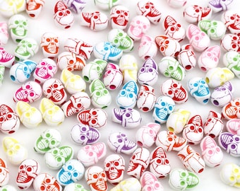 50 Skull Beads Pony Halloween Day Of The Dead Goth Gothic Voodoo Pirate Skulls E - Foto 12