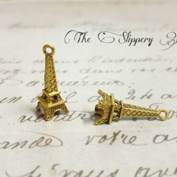 Eiffel Tower Charms Paris Pendants Gold Eiffel Tower Paris Charms France Charms Wholesale Charms 24mm 10 pieces 3D Bulk Charms Wholesale