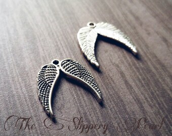 Angel Wing Charms Pendants Double Wing Charms Antiqued Silver Wing Pendants Angel Wings 10 pieces 23mm Wholesale Charms