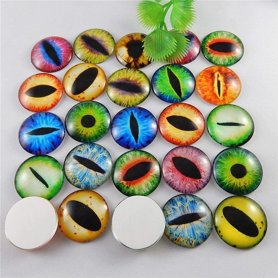 20 Dragon Eye Glass Cabochons 25x18 Oval Glass Domes Flatbacks Assorted Lot BULK