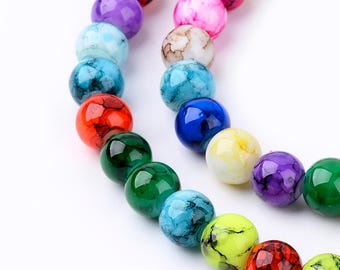 Glass Beads Assorted Glass Beads Assorted Beads 8mm Beads 8mm Glass Beads BULK Beads Large Lot Mixed Beads Marble Beads 55 pieces