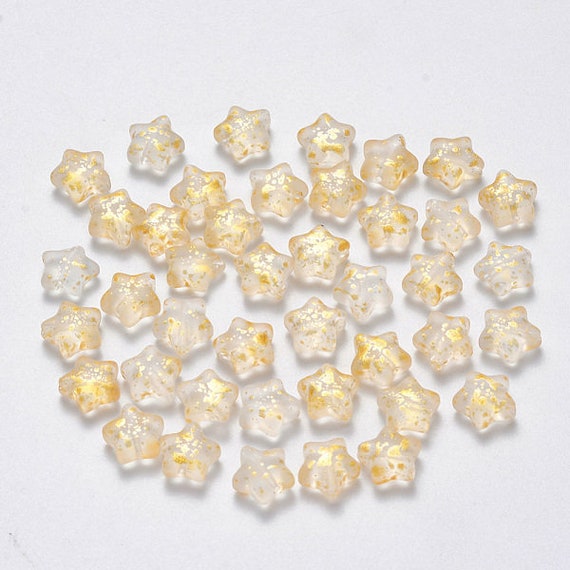 Glass Star Beads Gold Ombre Beads Lot Celestial Jewelry Beads Mixed Beads Set Small Star Beads Mix 8mm 10pcs