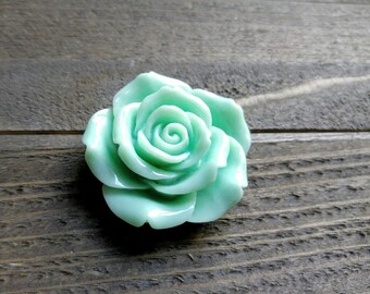 Cabochon fleuri grande fleur à dos plat Cabochon fleur de menthe rose Cabochon fleur en résine 45 mm