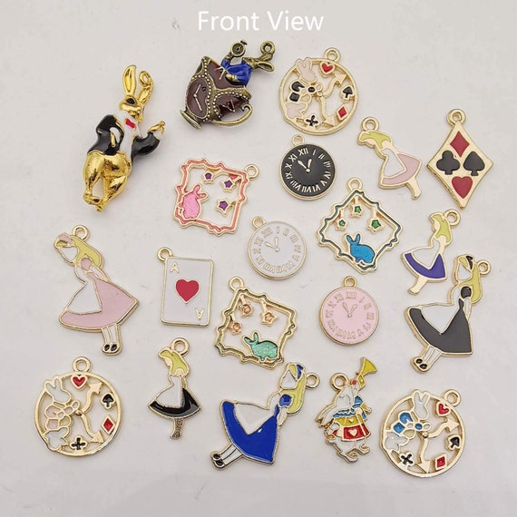 Enamel Charms Enamel Fairytale Charms Gold Enamel Charms Enamel Clock Charms Rabbit Charms Fairytale Pendants Gold Charms Set 20pcs Etsy UK