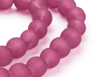 50 Perline Di Vetro Da 8 Mm, Perline Rotonde In Vetro Smerigliato, Perline Sparse, Rotonde Con Fori, Per Fai Da Te Fai Da Te Fai Da Te, Gioielli Rosa
