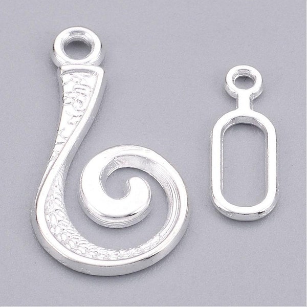 Silver Clasps Hook and Eye Clasps Sets Shiny Silver Bracelet Necklace Jewelry Supplies 4 Sets Swirl Clasps