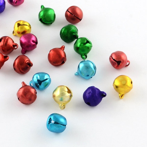 Tiny Jingle Bell Charms Christmas Charms Set Bell Pendants 9mm Bells Assorted Charms Colorful Bells Christmas Pendants BULK Charms 50pcs