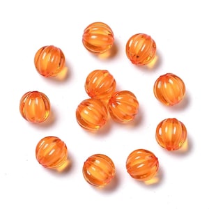 Acrylic Beads Orange Plastic Beads 10mm Beads Orange Beads Halloween Beads Fall Beads 20pcs Pumpkin Beads