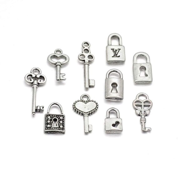 Lock and Key Charms Set Lock Charms Key to My Heart Charms