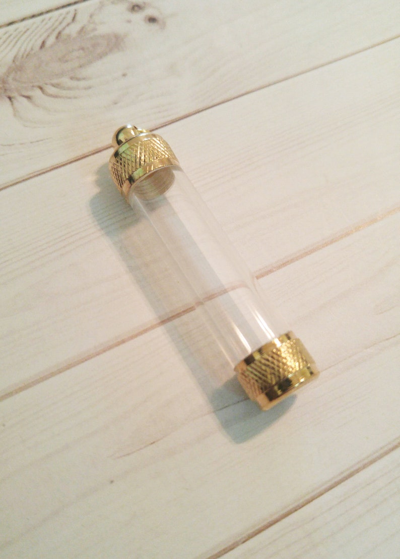 Glass Vial Pendant Small Glass Bottle Tube Vial Gold Twist Etsy
