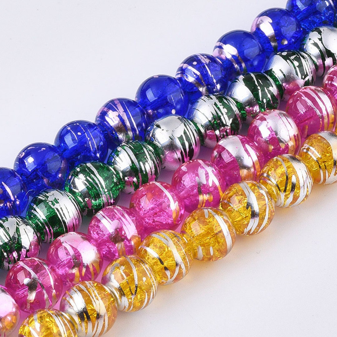 Glass Beads Bulk Beads Mixed Glass Beads 6mm Beads Striped Beads