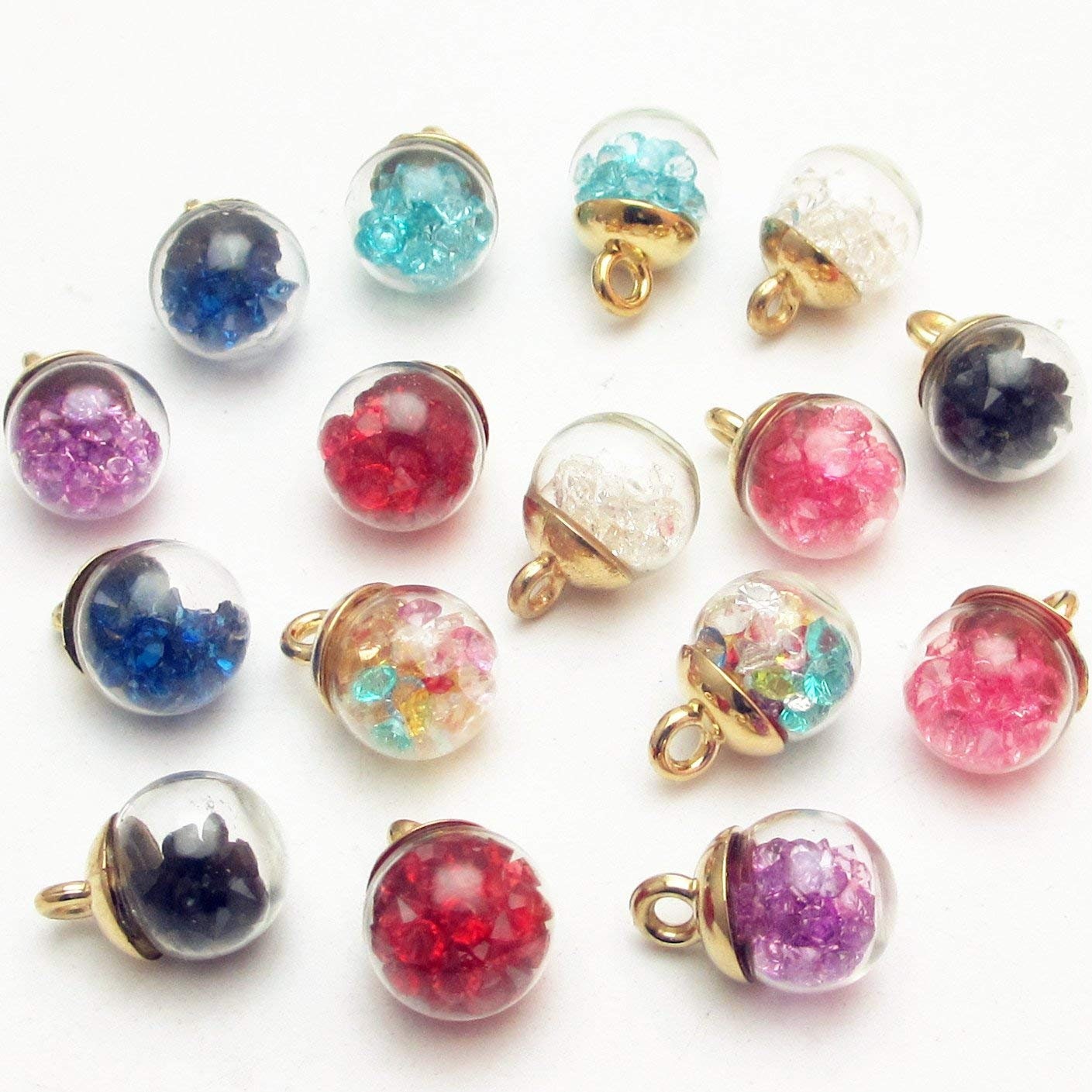 Buy Glass Ball Charms With Confetti Stars, Charms and Pendants, Gold Charms,  Charm Bracelets, Bracelet Making, 5 Charms per Pack Online in India 