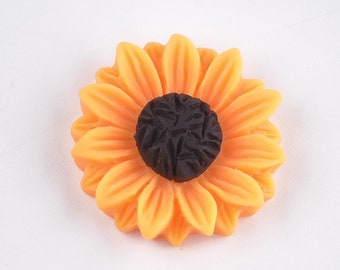 Sunflower Flatbacks Daisy Cabochons Resin Flower Cabochons Black Eyed Susan Flower Flatbacks 6 pieces