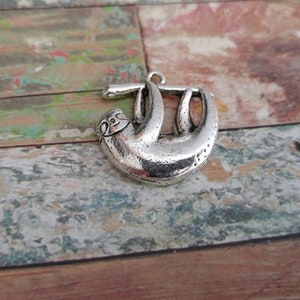 Sloth Charm Antiqued Silver Sloth Pendant Animal Pendant Rainforest Charm 26mm
