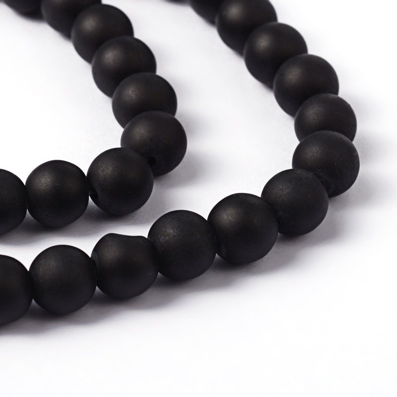 8 mm Perles en Verre Dépoli Rond Transparent Noir x 100pcs Trou 1.2-1.6mm 8 mm Perles en Verre Dépoli Rond Transparent Noir x 100pcs Trou 1.2-1.6mm