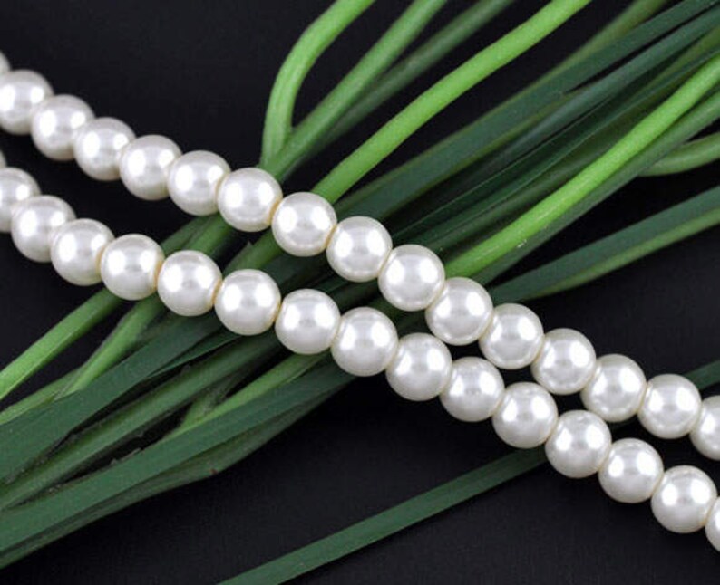 8mm Glass Pearl White Pearls 8mm Glass Pearls White Pearl Beads BULK Beads Wholesale Beads Pearl Beads Round Beads White Beads 16 image 1