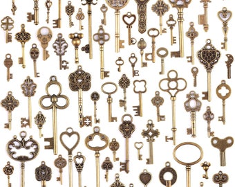 Bulk Skeleton Keys Antiqued Bronze Schlüssel Anhänger Steampunk Keys Bulk Key Charms Großhandel Schlüssel 69 Stück