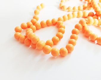 Orange Beads Creamsicle Orange Beads 8mm Glass Beads 8mm Beads Wholesale Beads BULK Beads Double Strand 106 pieces