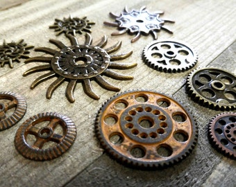 Clock Gears Clock Parts Clock Mechanism Brass Gears Rusty Metal Gears Steampunk Gears Assorted Gears 10 pieces PREORDER