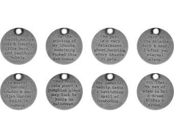 Assorted Charms Word Charms Quote Pendants Halloween Charms Assorted Charms Set Antiqued Silver Quote Charms 8pcs