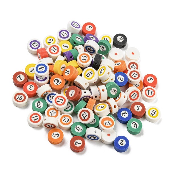 Polymer Clay Beads Assorted Beads Billiards Beads Pool Ball Beads Polymer Beads 7mm-12mm Beads 20 pieces Wholesale Beads