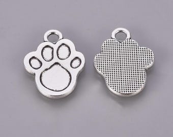 Breloques empreintes de pattes Breloques pattes d'argent en argent Breloques empreintes de chien Breloques chien Breloques animaux Breloques en argent 6 pièces