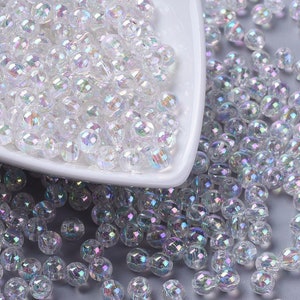 Clear Beads 6mm Acrylic Beads 6mm Beads 6mm Clear Rainbow Beads Disco Beads Wholesale Beads BULK Beads 50 pieces