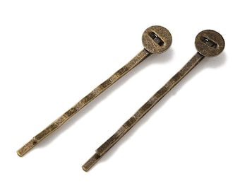 Bobby Pin Blanks Hair Pin Blanks Bronze Bobby Pins Blank Bobby Pins Antiqued Bronze Pins Bobby Pin Pad 10 pieces