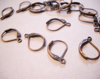 Leverback Ear Wires Lever Ear Wires Copper Lever Back Wires Copper Earring Wires Copper Leverback Earring Findings Earwires Lever Wires 24