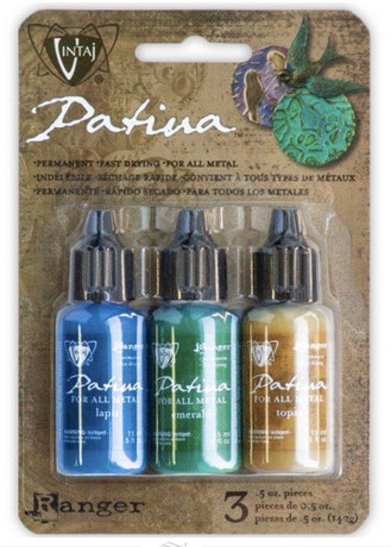 Patine Peinture Vintaj Fané Micro Set De 3 Vert Bleu Marron émeraude