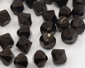 Acrylic Bicone Beads 8mm Bicone Beads Faceted Bicone Black Bicone Beads Bulk Beads Wholesale Beads Plastic Bicone Beads 50 pieces