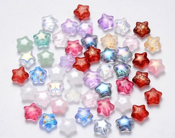 Glass Star Beads Assorted Beads Lot Celestial Jewelry Beads Mixed Beads Set Small Star Beads Mix 8mm 10pcs