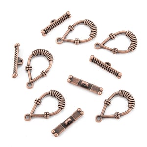 Toggle Clasps T Clasps Teardrop Clasps Bracelet Clasps Antiqued Copper Clasps 5 Sets