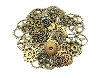 アンティーク 戦前 真鍮製 歯車 時計部品 約500g スチームパンク アクセサリー ゼンマイ 古道具 素材 パーツ 在庫限り懐中時計 歯車 スチームパンク アンティーク ゴールド