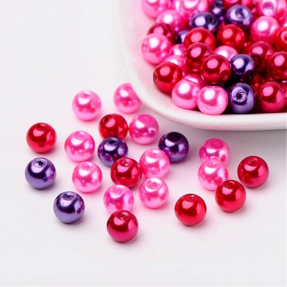 Valentines Beads Glass Pearls Glass Beads 8mm Glass Beads 8mm Beads  Assorted Beads Wholesale Beads 100 Pieces BULK Beads PREORDER 