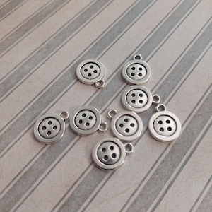 Button Charms Antiqued Silver Small Button Charms Silver Buttons Cute As A Button 10pcs 16mm