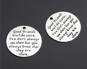 Quote Pendants Antiqued Silver Quote Charms Word Charms Friend Charms Quote Charms Circle Charms Friend Quote Charms 15pcs 24mm