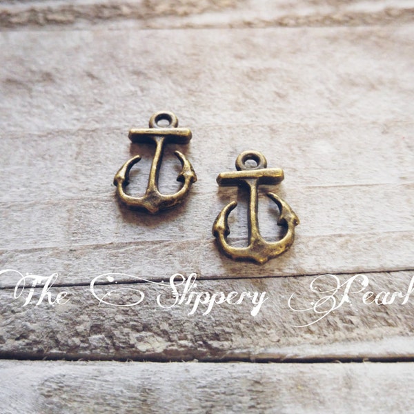 Anchor Charms Bronze Anchor Charms Anchor Pendants Ocean Charms Sea Charms Bronze Charms Nautical Charms 10 pieces