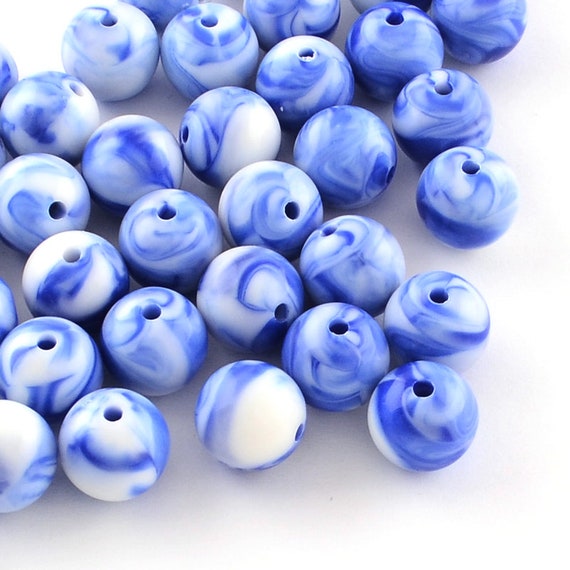 Marble Beads 10mm Acrylic Beads Swirled Beads Sky Beads Cloud Beads Bulk  Beads Set 50pcs