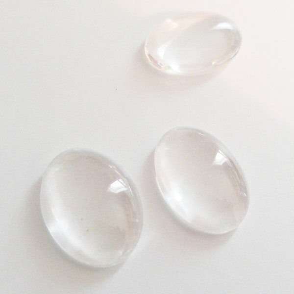 Glass Cabochons Oval Cabochons Oval Glass Flatbacks Clear Ovals Clear Glass Cabochon 25x18 Cabochons Flat Back Glass Ovals 10 pieces