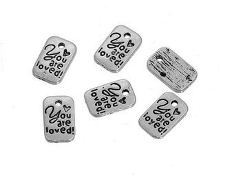 Zitat Charme Wort Charme Sie sind geliebt Charme Silber Wort Charme Silber Zitat Charme Antik Silber Rechteck Charme Inspiration Charme 5
