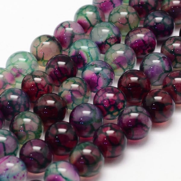 Dragon Vein Agate Beads Gemstone Beads Fuchsia Agate Beads Veined Agate Beads 6mm Beads 6mm Gemstones Round Beads Wholesale Beads 10pcs PRE