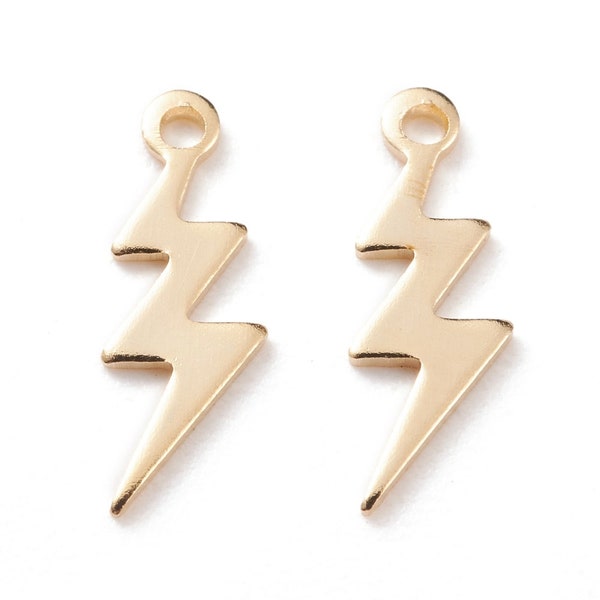 Lightning Charms 24K Gold Plated Pendants Minimalist Jewelry Making Set Weather Jewelry 2pcs