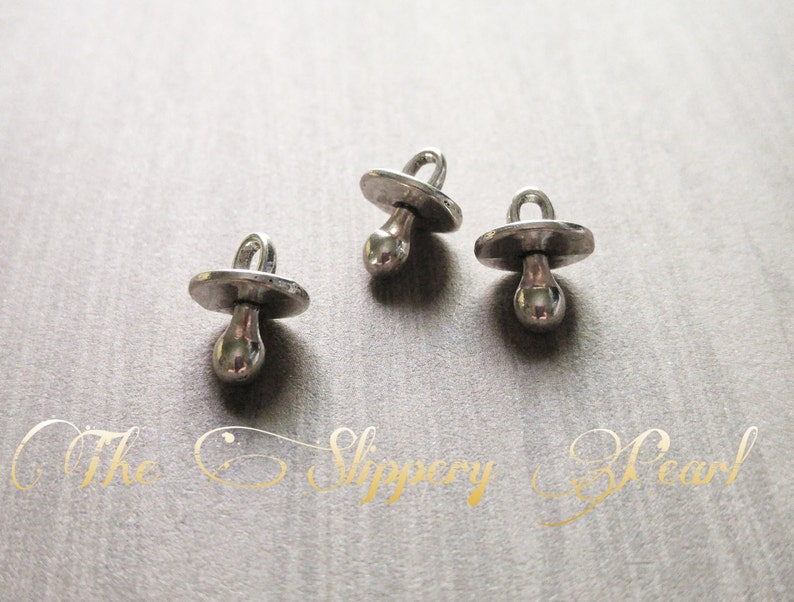 Baby Charms Pacifier Charms Baby Shower Favors Silver Pacifier Etsy