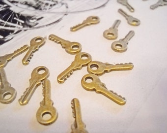 Key Charms Tiny Keys Miniature Keys Skeleton Key Tiny Skeleton Keys Bronze Keys Bronze Key Charms 20 pieces