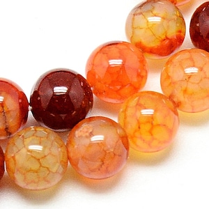 Dragon Vein Agate Beads Gemstone Beads Orange Agate Beads Veined Agate Beads 8mm Beads 8mm Gemstones Round Beads Wholesale Beads 10pcs
