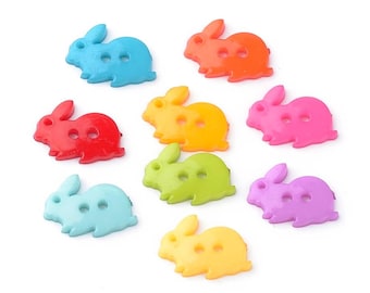 Easter Bunny Buttons Assorted Lot 2 Hole Buttons Resin Buttons Mixed Colors 18mm Sewing Supplies 20pcs